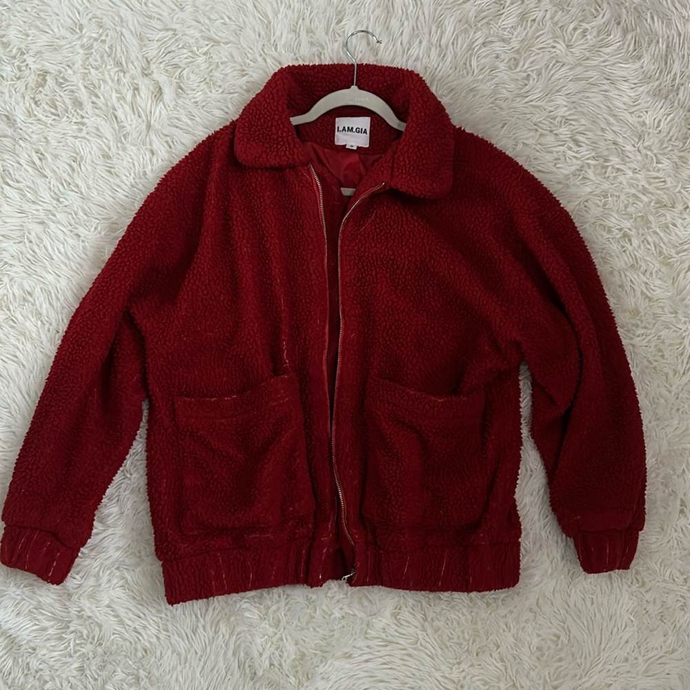 I.am.gia red faux fur jacket
